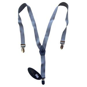 Littlest Prince Suspenders Boys Large 1 Inch Wide Gray Adjustable Elastic Clips